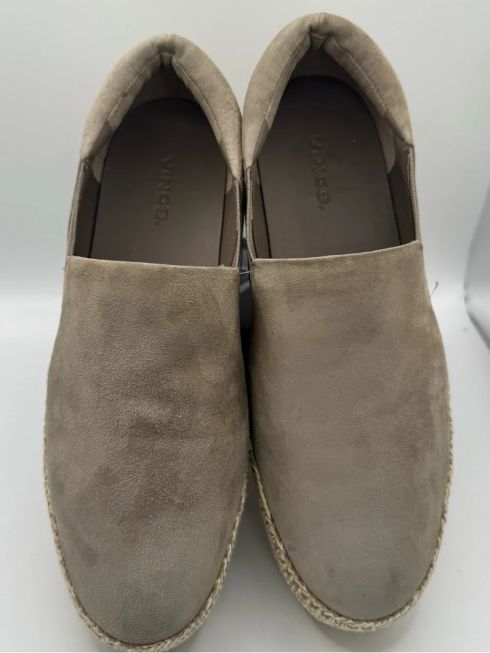 Vince Wilden Dove Gray Suede Platform Espadrilles 8 Quiet Luxury Coastal Luxe